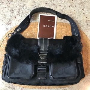 Coach Faux Fur/Leather Signature Bag - Retired